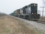 Welded rail train west of Twin States, March 28, 2007.