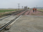Rail train pulls west from Twin States, March 28, 2007.