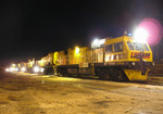 Loram's "RG301" railgrinder lays over for the night near the Centennial Bridge on the Milan Branch in Rock Island, IL on 05-Feb-06.
