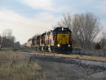 East train approaching West Liberty, April 5, 2006.