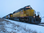 RI turn at mp 205, picking up at Twin States, Jan. 23, 2006.