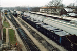 Covered gons in Iowa City yard.  Closest to the camera is a TIMX, then CEFX and TCMX.  Jan. 20, 2006.
