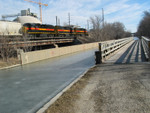 Looking east along the I&M Canal at an acqueduct.  Feb. 14, 2006.