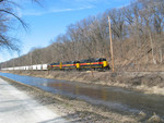 East train at mp 95 alongside the I&M canal, west of Utica, Feb. 14, 2006.