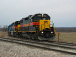 CR Job's power at Yocum.  The crew is coming up light to line the switch.  March 20, 2006.