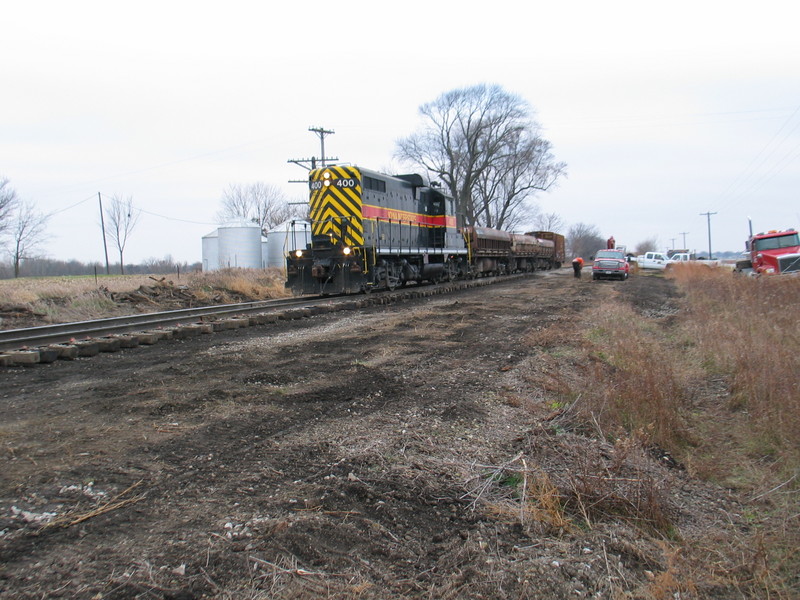 Wilton local at 205.9.  The track crew has undercut the ballast at a notorious wet spot here, trying to correct the low joints.  Nov. 16, 2006.