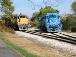 Looking north.  PPU power has just cut off the coal train and pulled ahead to clear.  Nov. 3, 2005.