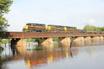 EB crosses the (high) Cedar River, June 19, 2013.