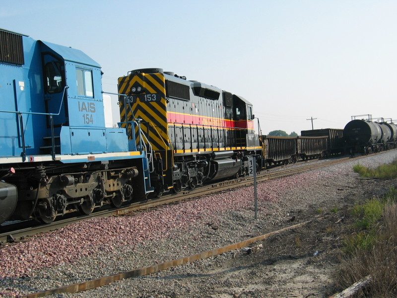 Picking up cars for ADM, dropped off by the west train, at Twin States.