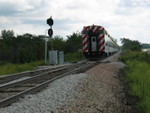 Pulling onto the IAIS at Yocum East Switch, Sept. 7, 2007.