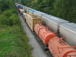 Coil cars, lumber load and stacks on the east train, Sept. 7, 2007.