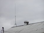 Radio antenna on south end of shop roof, 3/28/2003.  Likely used for local communications - possibly yard channel.