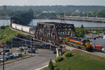 A late BICB departs Davenport, IA as seen from a nearby rooftop.