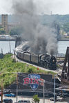 NKP 765 handles the 11am Walcott run as seen from a rooftop in Davenport, IA.