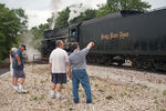 Lance Wales and Bill Rasmussen discuss the auxillary water car hookups for NKP 765.