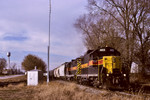 #403 and the RIPE train slap the diamond at Colona, Illinois - November 28th, 2000.