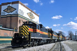 The 407 heads up the "West Train" at the junction in Davenport, Iowa on April Fool's Day 2004. Twenty Four years after the Rock lowered the flag.