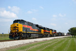 The Rock Island turn at Durant, Iowa. #151 will be set out at Twin States before the final leg into Iowa City. 09/21/08.