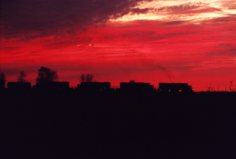 Sunset on the IAIS. A single GP-38-2 and three SD-38-2's take the ICCR train towards Cedar Rapids on October 31st, 2006. It took seven consecutive daily trips to get the Great Gods of photography and trains to cooperate.