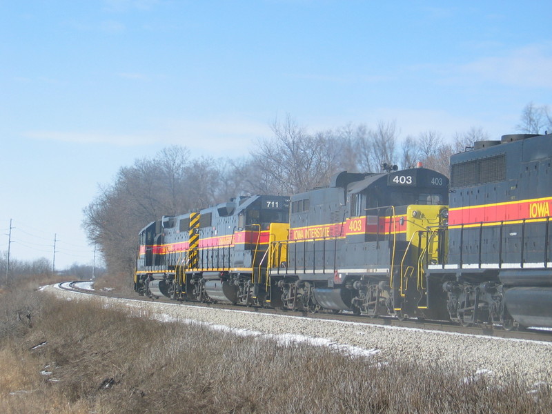 West train heading into the big curve west of Tiffin, Jan. 30, 2007.