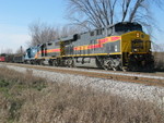 East train pulls up the siding at N. Star after meeting the turn at the west end.  Nov. 19, 2008.