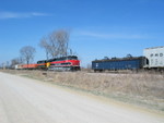 EB at the Wilton pocket on March 29th; parked on the Pocket is a CEFX gon with interesting round hoods.