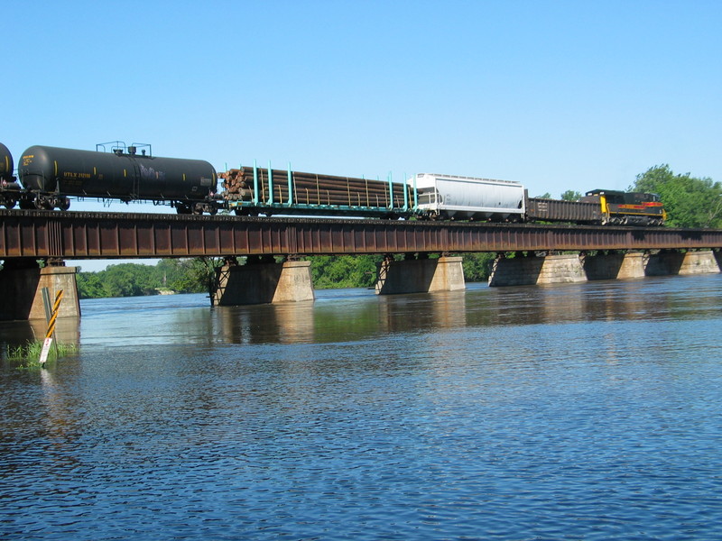 West train on the Cedar River bridge, July 3, 2010.
