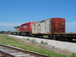 Company servcie boxcar and dead power on the eastbound at Twin States, July 2006.