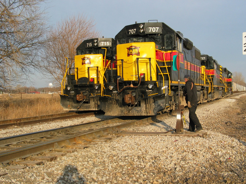 Westbound power is ready to back onto their train, Jan. 16, 2006.