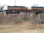 Former Milwaukee overpass at Yocum, Jan. 4, 2006.  In the background you can see both legs of the wye, and in the far background is the line heading north.