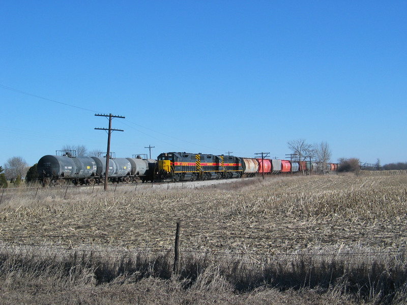 West train arrives at Twin States with 18 potash loads to set out.  Feb. 6, 2006.