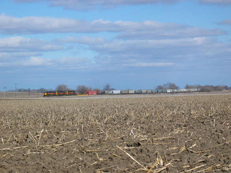 West train at 215.3, east of Atalissa,  Feb. 8, 2006.
