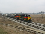 Westbound approaching the JM switch at the Wilton overpass, March 28, 2006.