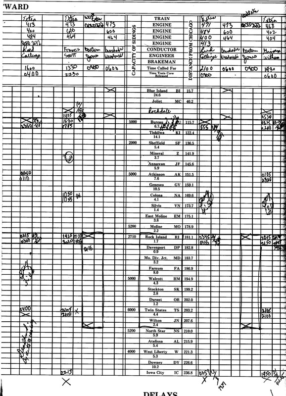 Trainsheet June 25, 1989.