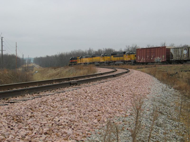 CR Job heading north onto the Crandic at Yocum, Jan. 4, 2006.