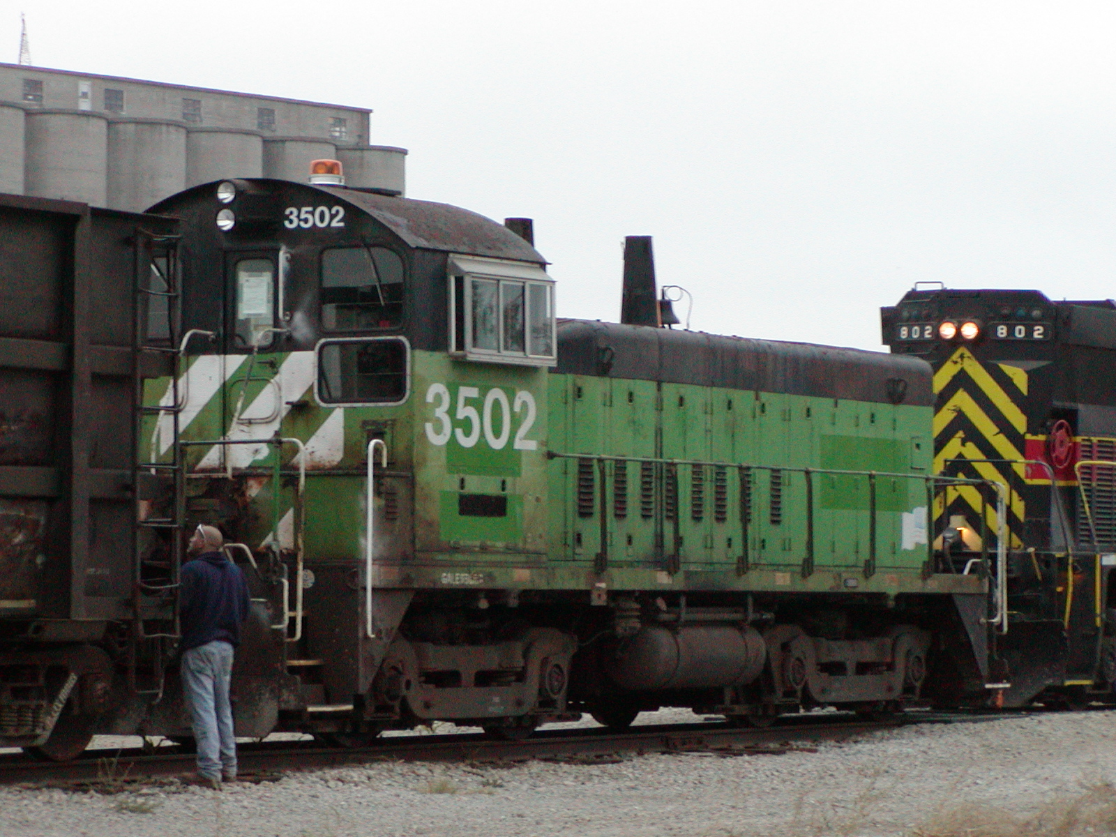 FS 3502, an ex-BN SW1200, makes its way over to the CN interchange on its trip from Silvis to Ida Grove.  Taken 19-Oct-2004