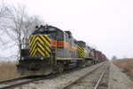 IAIS 407 tied down for Christmas in the new Walcott, IA, siding with BICB on 23-Dec-2001