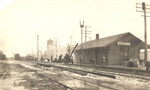 Looking east along the CRI&P main at Walcott, probably in the 1920s or 1930s.  Rudy Bluedorn collection.