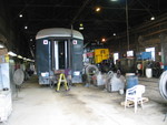 Business car and 601 inside the Bluffs enginehouse, June 20, 2006.