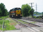 East train heads in at the middle crossover in Atlantic, June 20, 2006.