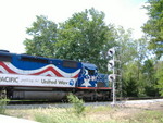 UP 3300 west at the east end of the old Hillis siding, mp 454, June 21, 2006.