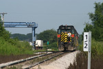 IAIS 413 and the BICB switch the West Liberty intermodal ramp on 9-Aug-2004.  Looking west...