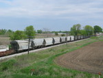 Cement hoppers on the west train at Wilton, May 5, 2006.
