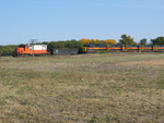 Westbound meets the Local at the west end of N. Star siding, Oct. 17, 2005.