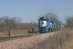 The west/northbound ICCR train gets ready to head up the east leg of the wye towards Cedar Rapids, IA, on 16-Mar-2005