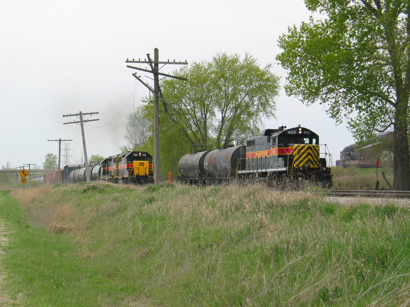 Extra eastbound and the Wilton Local at 208.5, April 24, 2006.