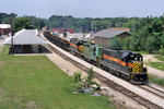 The east train by Morris, Illinois with #100 on the point. 06/05/99