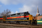 #157 with the CBBI waits for permission into Rock Island yard at the Junction in Davenport, Iowa, January 11th, 2008.