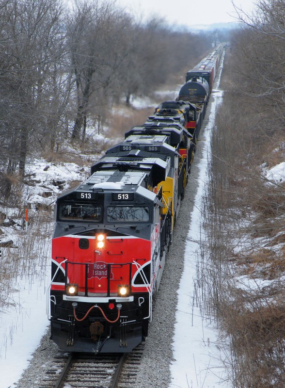 Storming up Midway Hill, Iowa 513 is in charge of CBBI with a warrant to Rock Island. It was nice to hear GP38-2 711 in use for extra HP up the grade.