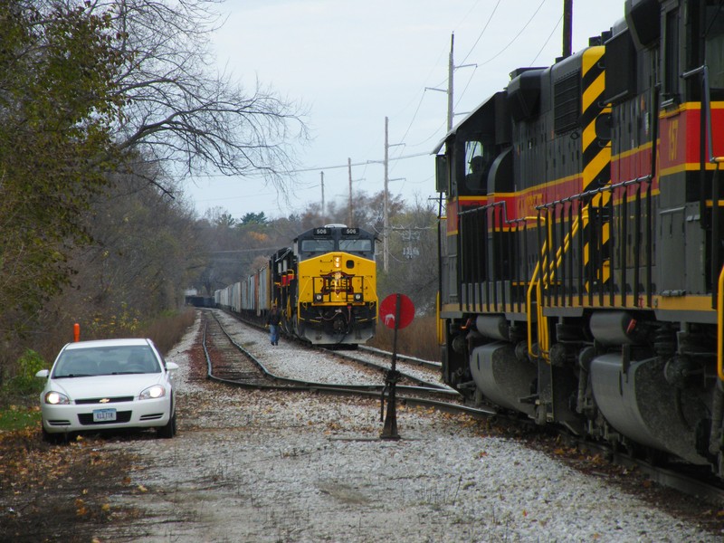 The east and west trains make their meet at the east switch. Once 710 clears the main, Iowa 506 east will receive a new warrant and head for Illinois.